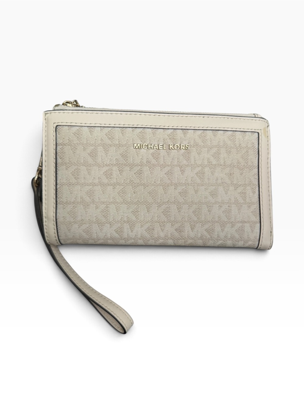 Michael Kors Cream-Beige Signature MK Wristlet